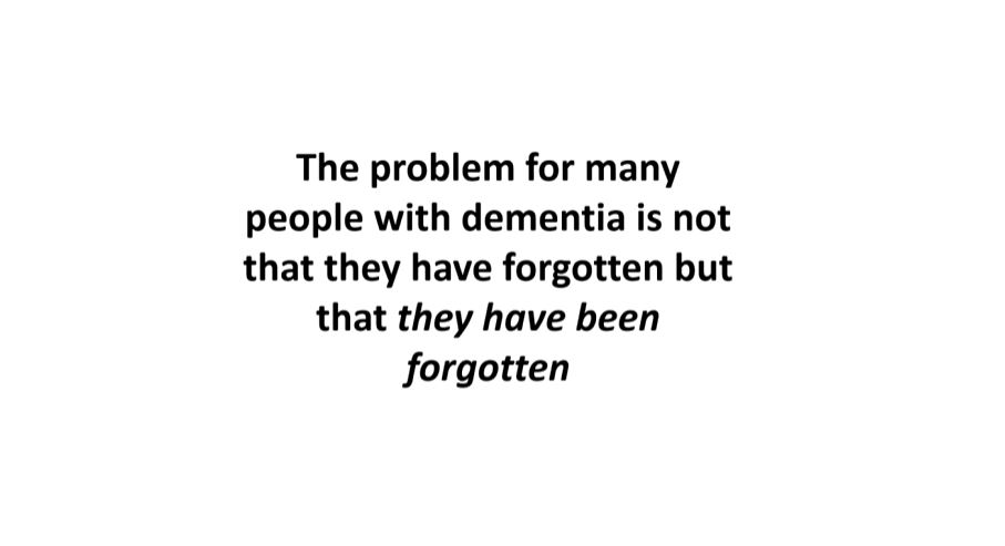 GeriSoc's tweet photo. The problem for many people with #dementia is not that they have forgotten but that they have been
forgotten #BGSconf https://t.co/o7kDBH7fu0