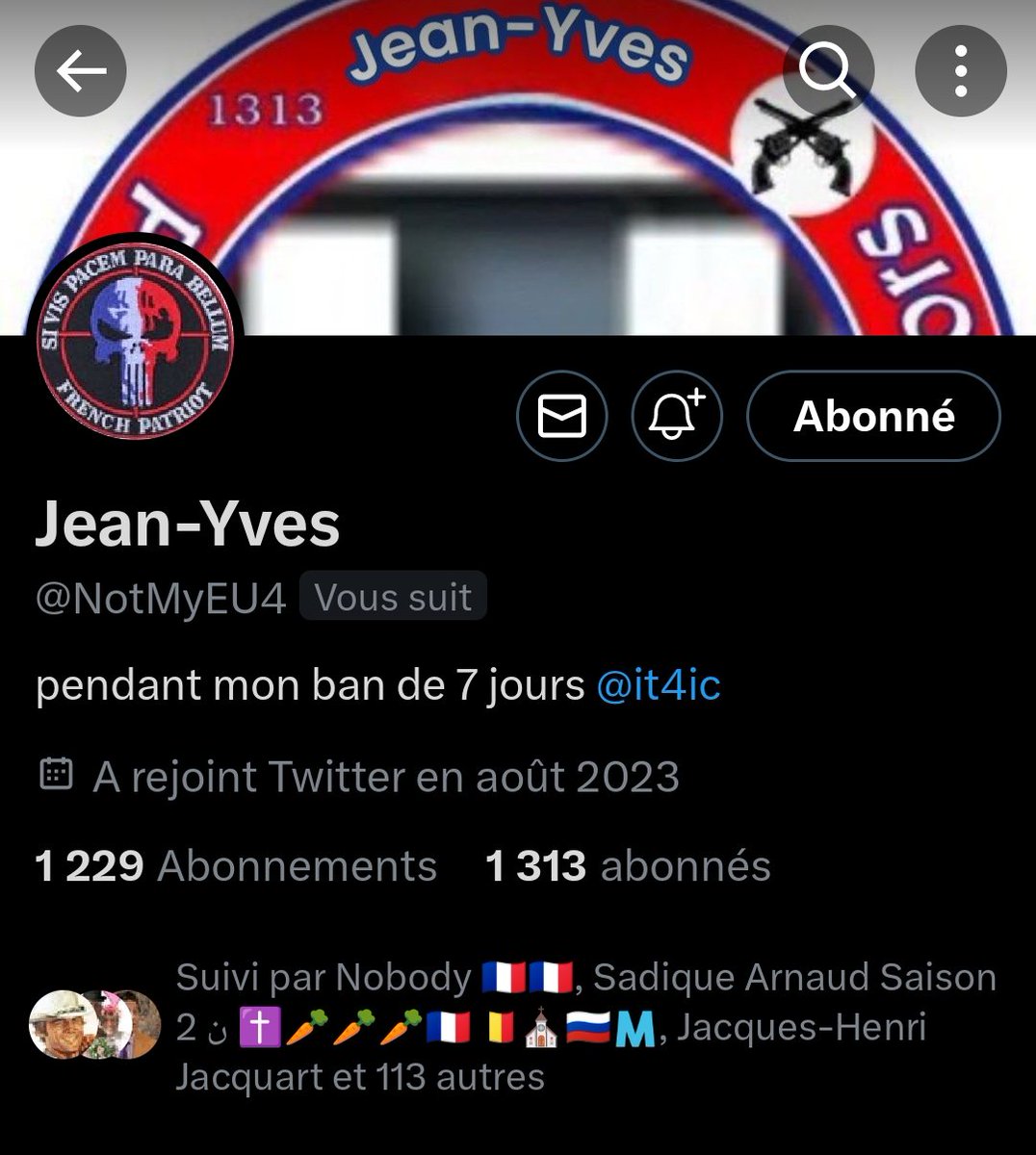 Mes amis, le Xpiaf à fait sauter le compte de Jean-Yves.
Aidons le à retrouver ses abonnés sur @NotMyEU4 
Merci à vous 🙏🏼😊