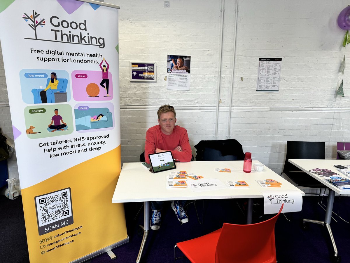 Dan Lescure and Samira Rahman from the Good Thinking team are at @AgeUK_Islington Let’s Talk Peer Event to share free NHS-approved digital mental wellbeing resources for stress, anxiety, low mood and poor sleep. Thanks for having us @AgeUK_Islington!