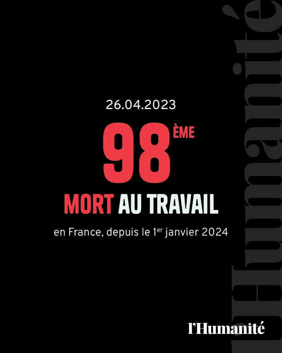 Saint-Gervazy (63) : un ouvrier de 25 ans est décédé sur son lieu de travail. L'homme est mort écrasé par un engin (une trémie).

L’Humanité s’associe à Matthieu Lépine (@DuAccident) pour documenter la réalité des morts au travail ➡️ l.humanite.fr/dd