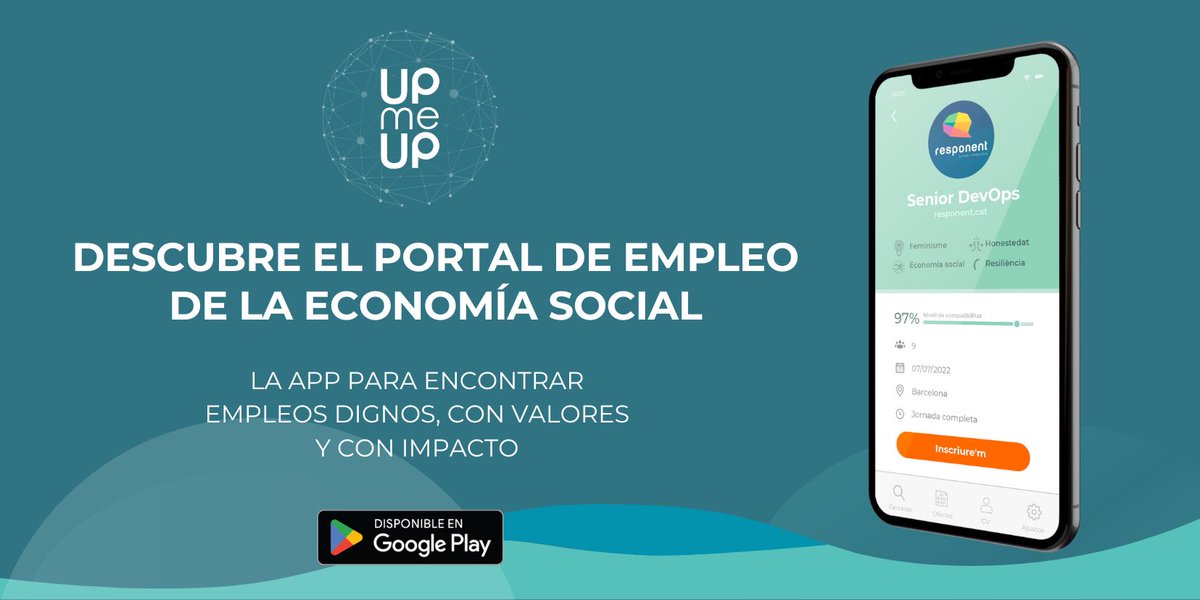 Hay otra forma de trabajar que une derechos y valores. Las amigas de @Ecooo_ han lanzado @UpmeUp, el portal de empleo de la economía social junto a @FactoCoop y @tazebaez. 📲 Disponible en Play Store: play.google.com/store/apps/det…