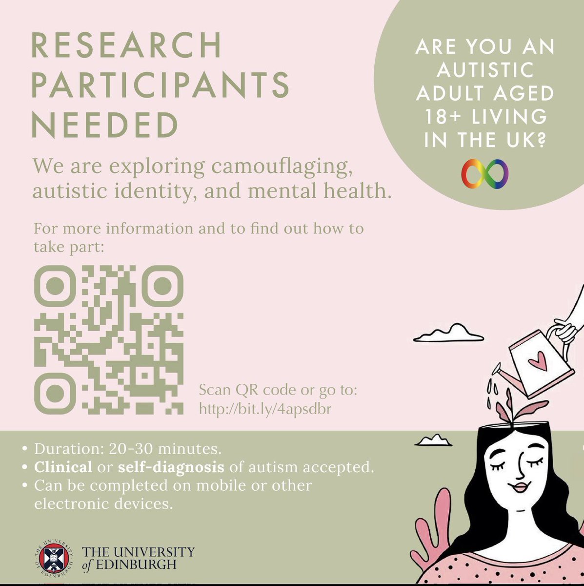 Please help take part in this research by MSc students @EdinburghUni. #camouflaging #identity #Autism here is the link - bit.ly/4apsdbr