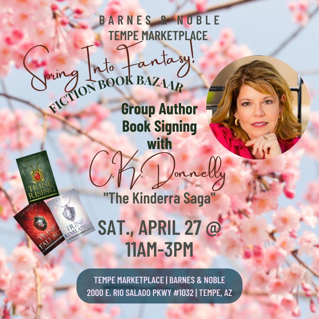 Join me and more local SciFi/Fantasy authors at Barnes & Noble Tempe Marketplace on Sat., April 27 from 11am-3pm for the Fiction Book Bazaar!
@bntempe
#booksigning #FantasyAuthor #FantasyBooks #AuthorEvent #CelebratingAuthors #Romantasy #RomanticFantasy #epicfantasy #highfantasy