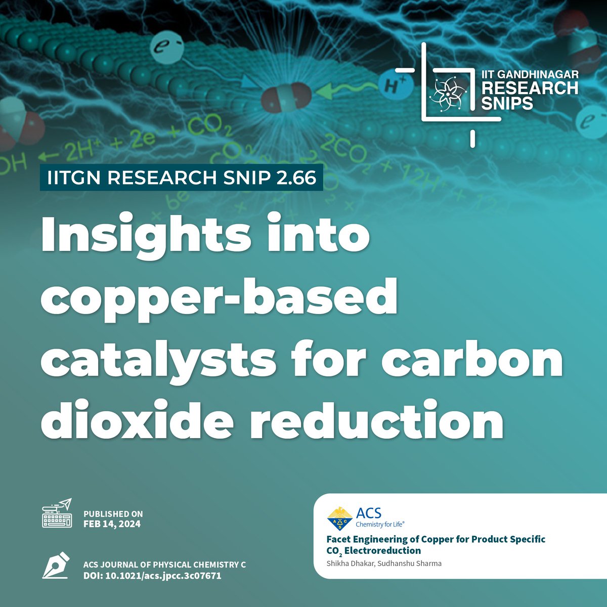 #IITGNResearchSnip 2.66: This review explores the use of copper-based #catalysts for #electroreduction of carbon dioxide (#CO2), which is crucial for #GreenhouseGas mitigation. #Copper (Cu) is favoured for its abundance and effectiveness in CO2 electroreduction (CO2ER).