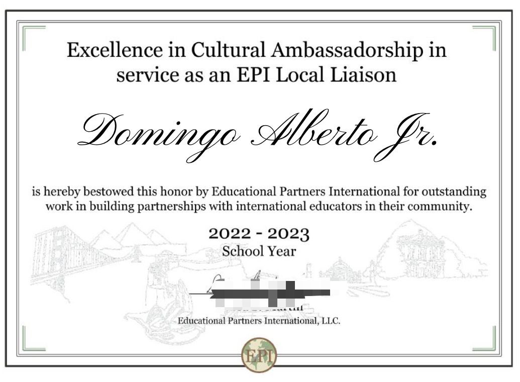 itsMeJayAlberto's tweet photo. 3 years in a row! Thank you EPI for the recognition 👏 Sharing is always a blessing. I love the connection with the new teachers and provide them with practical resources, best practices and empower their classroom management and strategies
#LocalLiaison #CulturalExchangeProgram https://t.co/k5GNMqoVWF