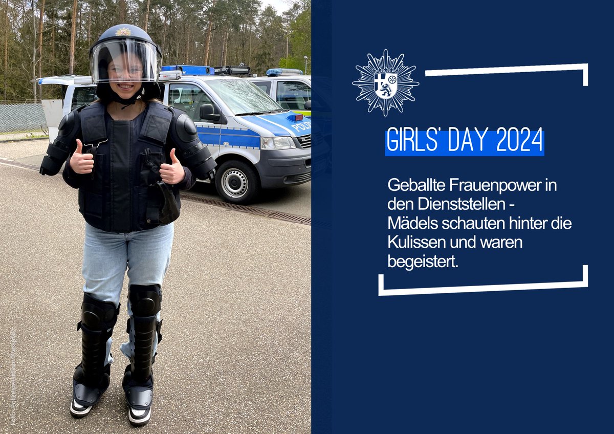 #GirlsDay2024
Rund 80 Mädels schauten beim Polizeipräsidium #Westpfalz hinter die Kulissen und konnten sich gute Eindrücke vom #Polizeiberuf verschaffen. 👮‍♀️👮‍♂️
Die Jugendlichen waren begeistert - und die Organisatoren vom Feedback von den Socken... 😊 DANKE!