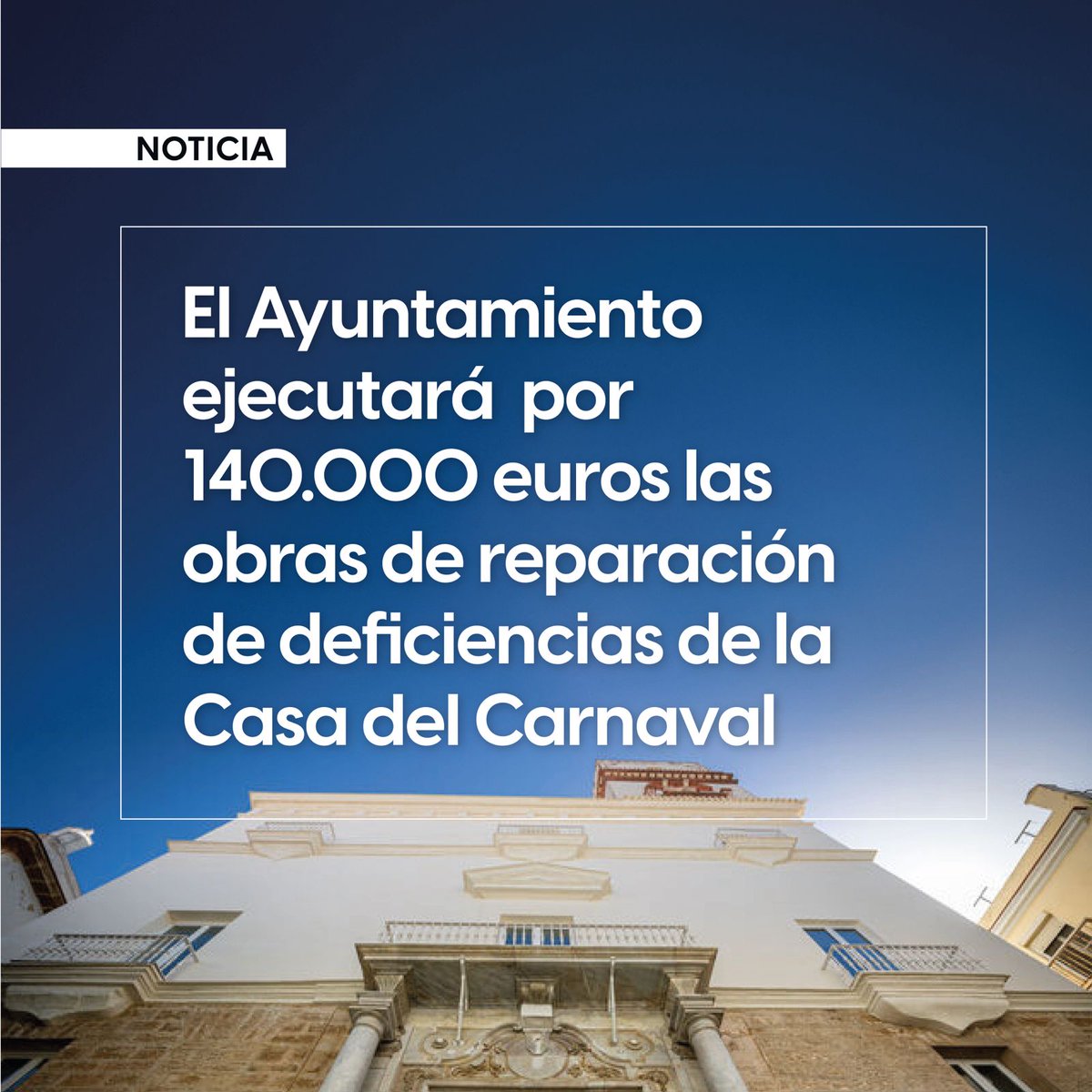 🔵 Aprobadas las obras de reparación de deficiencias de la Casa del Carnaval de #Cádiz ✅ El proyecto se ejecutará de manera subsidiaria con la garantía de la empresa y tendrán una duración de dos meses y medio Más info aquí transparencia.cadiz.es/el-ayuntamient…