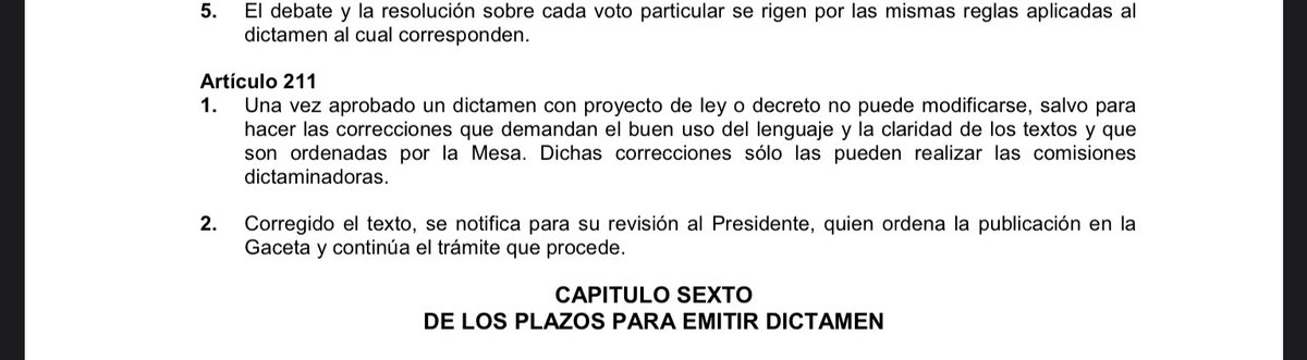 Momento!!

Una vez aprobado el dictamen, no le pueden hacer modificaciones por “técnica legislativa”, solo por aspectos de uso de lenguaje.

#NarcoCandidataClaudia45 
#NarcoSatanicoGobierno