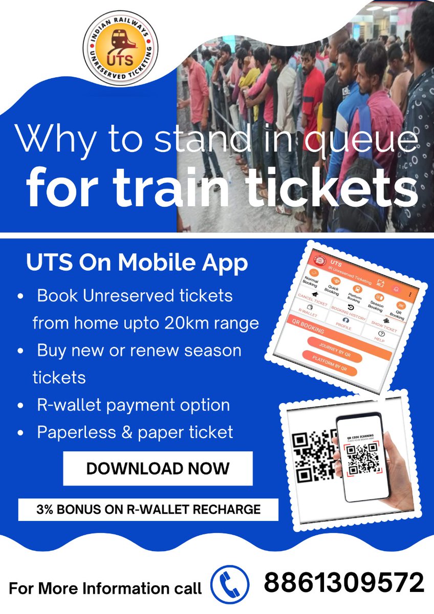Skip the line, book your tickets online. Simplify the process of ticketing, purchase unreserved tickets on the UTS app.
#UTSApp 
@SWRRLY