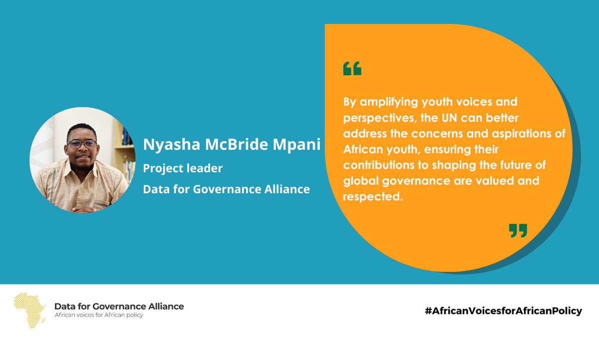 There is a need to amplify African #youth voices to ensure their contribution to global governance is valued, says our project leader, @NyashaMpani, at the 'Youth Forum on the Summit of the Future' organised by the UN Economic Commission for Africa (@ECA_OFFICIAL)