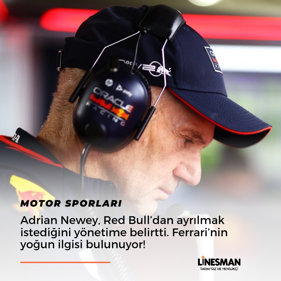 🏎 Adrian Newey, Christian Horner ile ilgili çıkan haberlerden ötürü rahatsız olduğunu belirterek takımdan ayrılmak istediğini yönetime bildirdi. Ferrari, ciddi anlamda tecrübeli isimle ilgileniyor. #F1 • #AdrianNewey