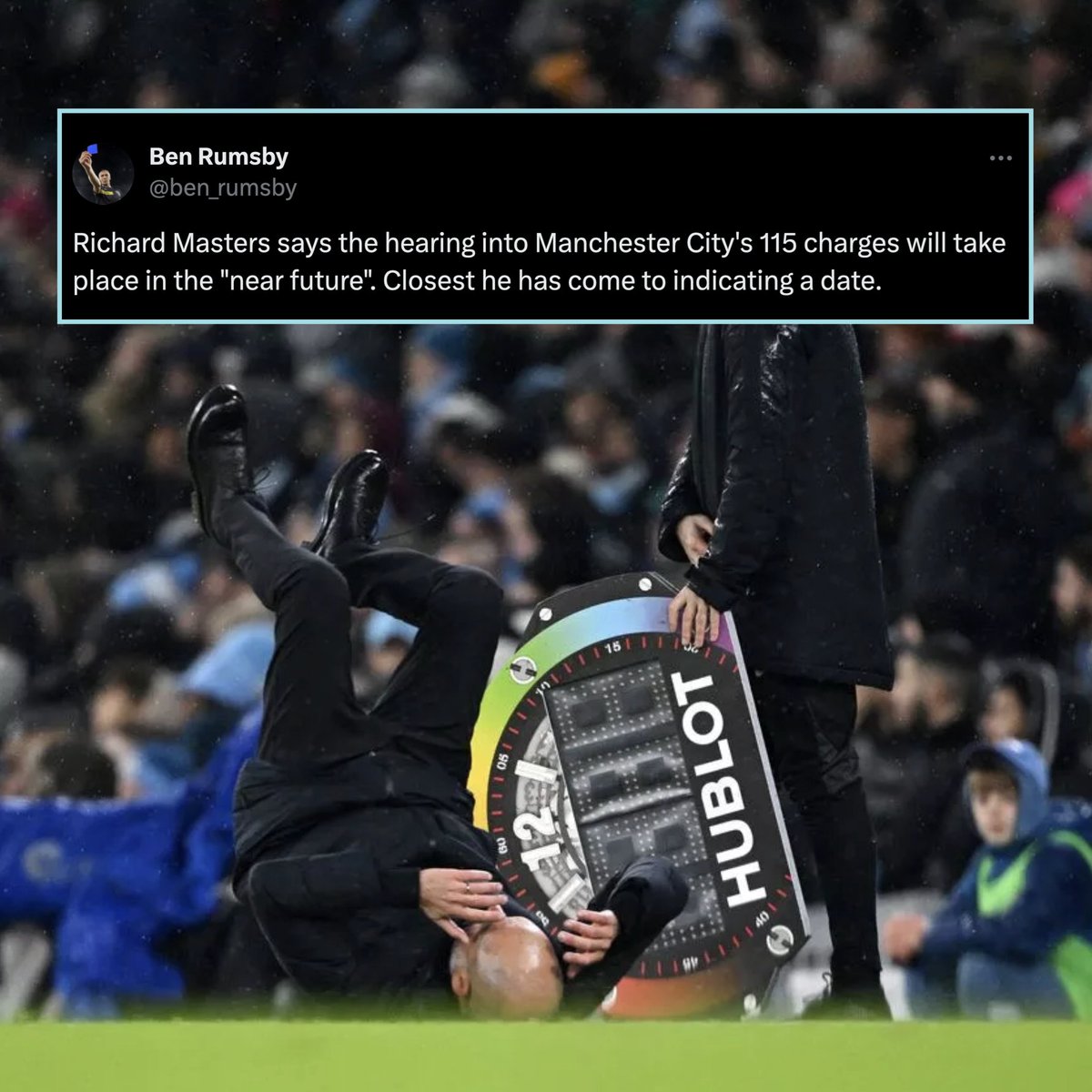 MenInBlazers's tweet image. There is still no date for Manchester City's 115 charges of breaking the Premier League's financial rules to be heard. 

The investigation began more than five years ago &amp;amp; charges were levelled 15 months ago. 🙄