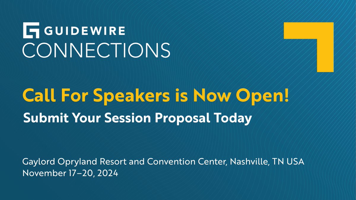 Have a great session idea for #GuidewireConnections 2024? Submit your proposal today! bit.ly/3V8jqWO