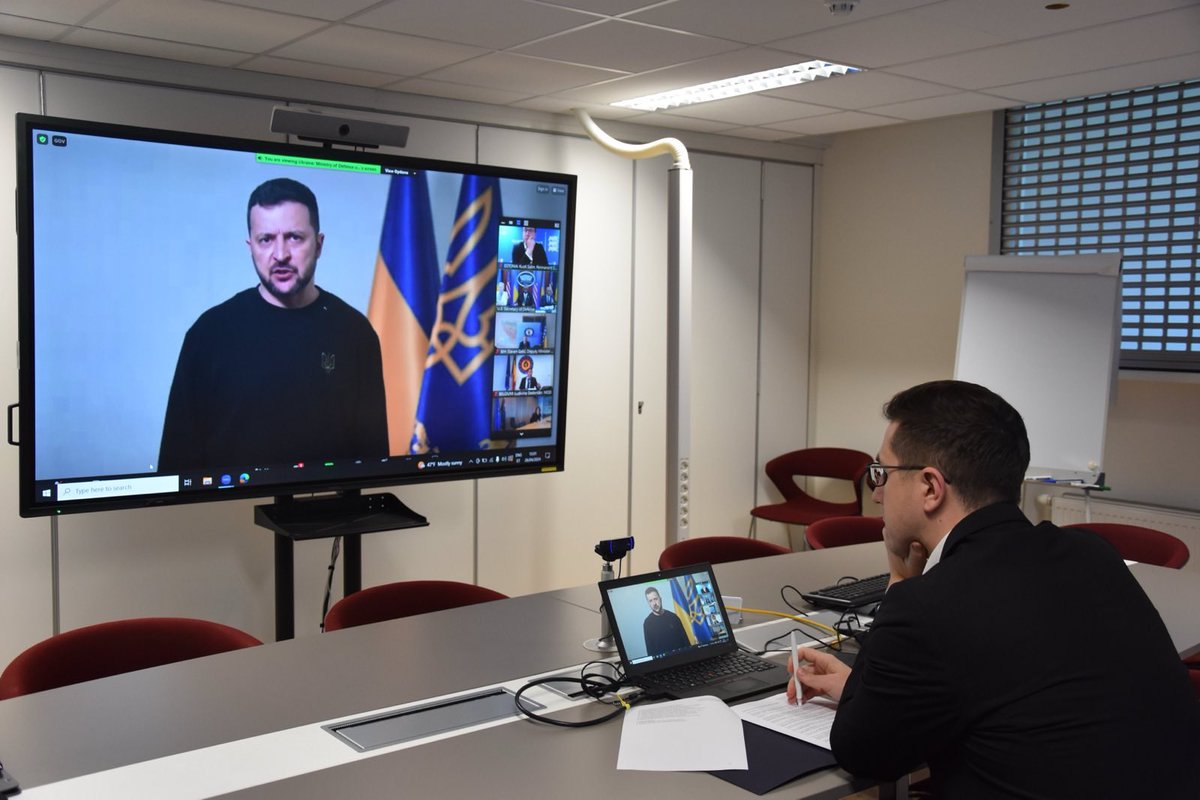 Today at the #Ramstein group meeting, on behalf of #Estonia I reported arrival of patrol boats in UKR, 0.25% GDP support, and good progress with the IT Coalition, led in cooperation with #Luxembourg. Allied support remains strong for the #Ukraine victory.