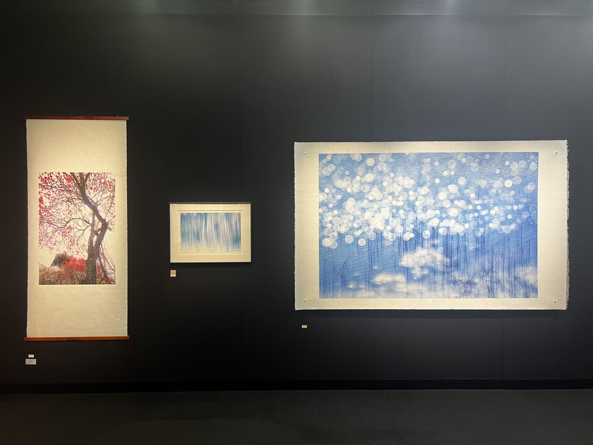 These are landscape and nature photos taken by Kaoru Miwa printed on Japanese traditional paper, ‘washi’.  They are also used in scrolls and lanterns.

They are awesome. You can see them at Canon Gallery S in Shinagawa, Tokyo.

personal.canon.jp/event/photogra…

#伊勢和紙 #visitJapan