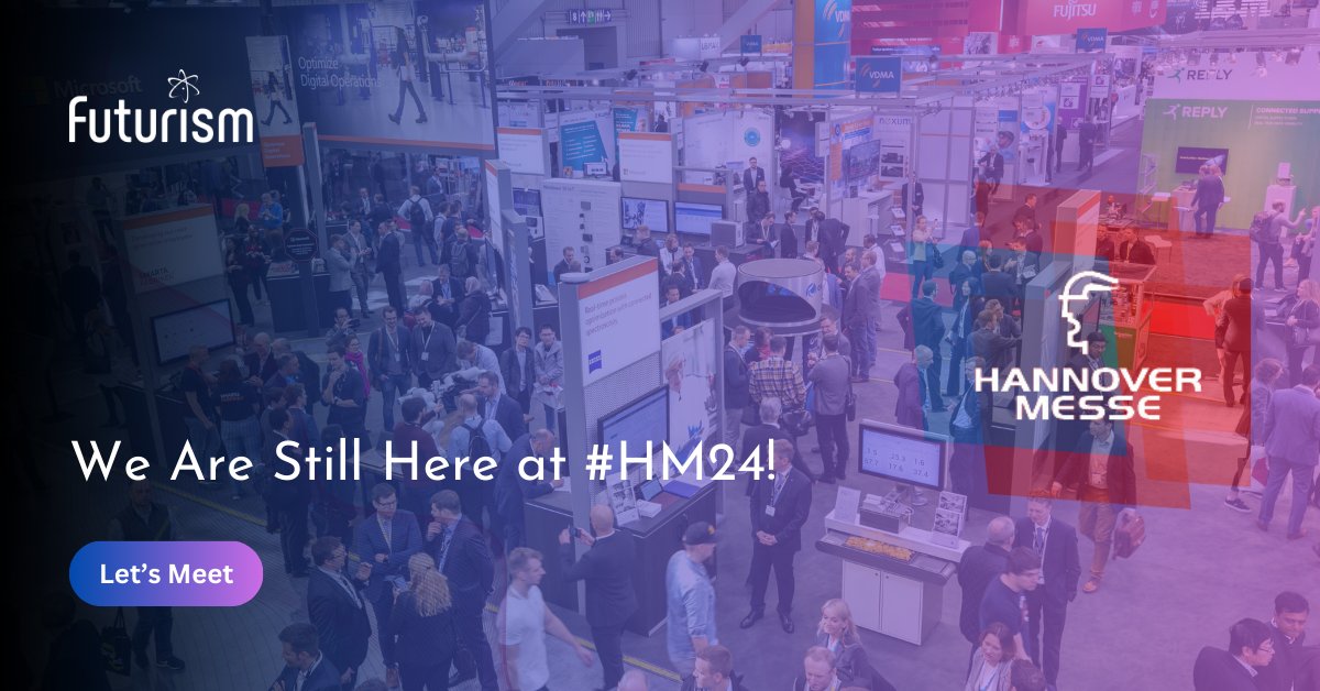 We’re still here at #HM24 showcasing our innovative #AI, #ML and #IoT solutions! Book a quick meeting now: futurismtechnologies.com/hannover-messe… #HannoverMesse #HannoverMesse20024 #HM2024 #Industry40 #DigitalTransformation #ArtificialIntelligence #SmartFactory