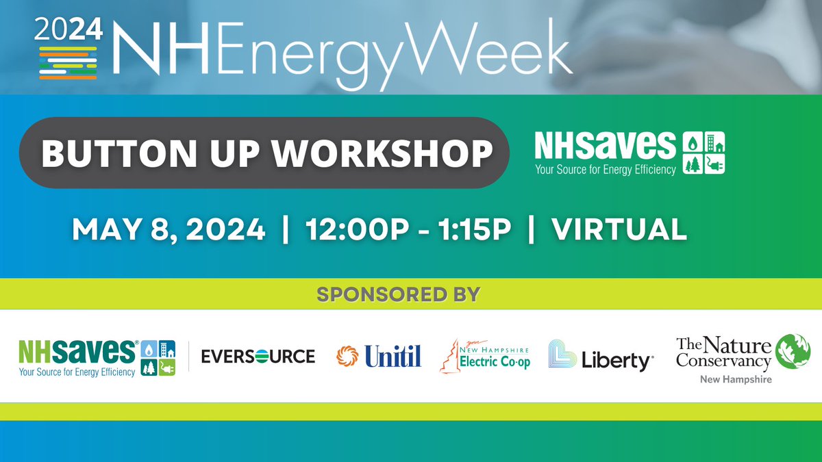 Calling NH residents! Elevate your home's energy efficiency with <a href="/NHSaves/">NHSaves</a>' expert tips and energy efficiency programs. 

Dive into the NHSaves Button Up workshop, a virtual session focused on optimizing your home's energy performance on May 8th!
nhenergyfuture.org/nhew/
