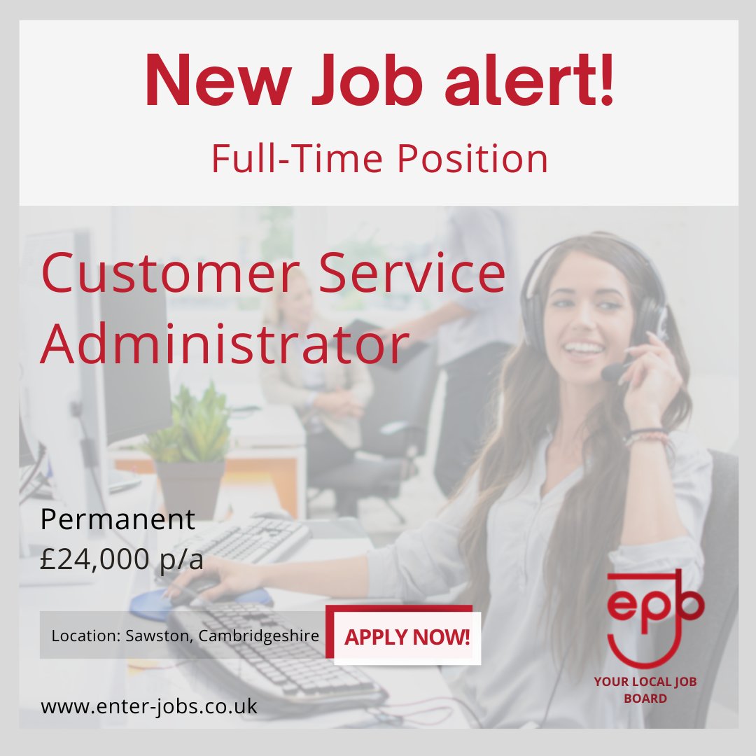 Mumford & Worrall's client is looking for a full time Customer Service Administrator to join their busy Customer Service team based in Sawston.
Apply now via our website enter-jobs.co.uk/Applicant/Show…

#AdminJob #Administrator #customerserviceadminstrator #sawston #cambridgeshire