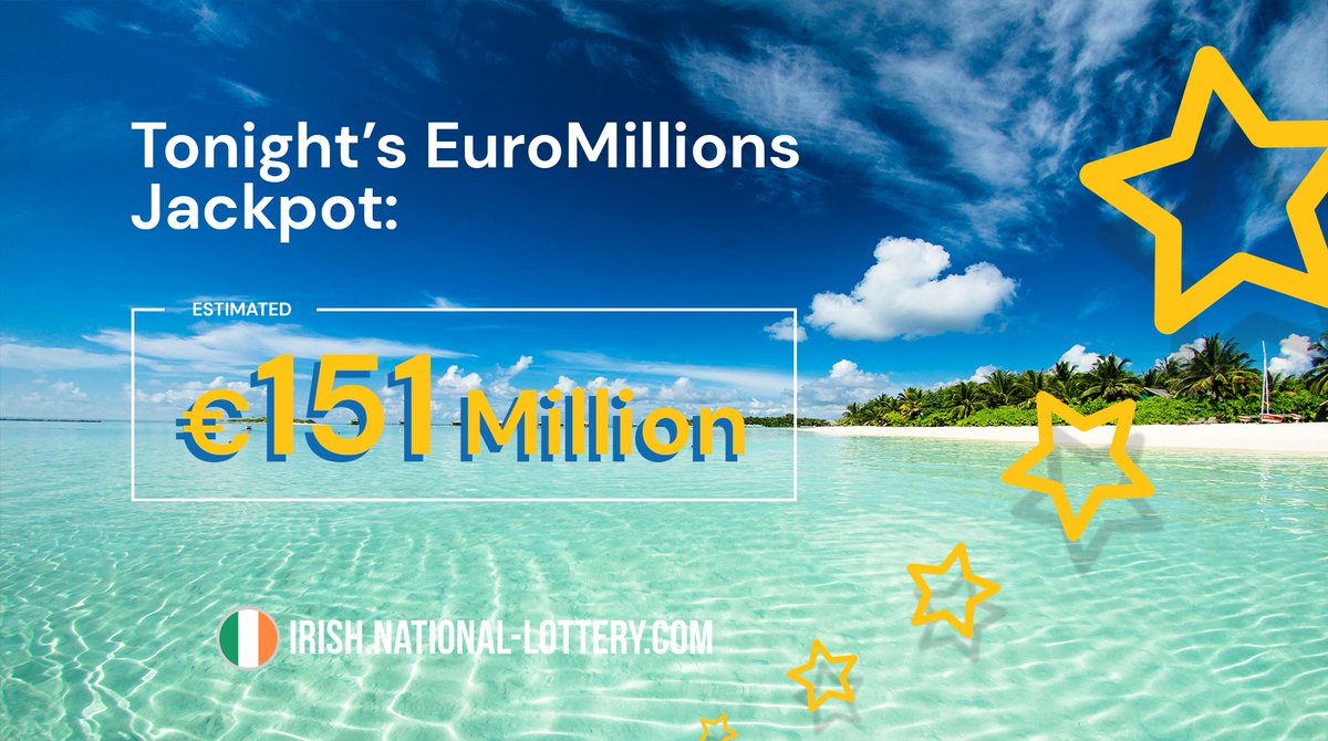 Get involved in tonight's #EuroMillions draw to win a massive jackpot worth €151 million! 
Follow the link for tickets 👉 irish.national-lottery.com/euromillions
Let us know if you won! 🌟

#irishlottery #irishnews #irelandlottery #irelandwinners #irishmillionaires