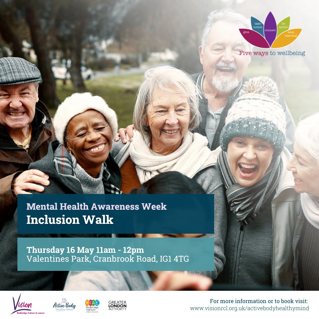 Thursday 16 May, you're invited to come along to our Inclusion Walk as part of #MentalHealthAwarenessWeek 🚶Walking has many health benefits and best of all its #free, all you need to do is turn up and enjoy the company. ➡️Find out more: vrcl.uk/inclusionwalk