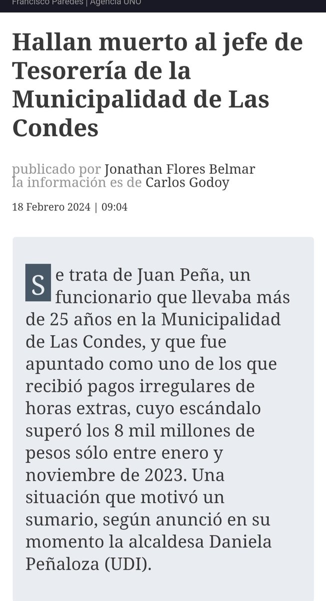 Sres 'Periodistas' de Matinales y Noticieros, nos pueden contar que paso y en que termino la Investigacion del Tesorero que fue encontrado muerto en la Municipalidad de Las Condes? 🤔

#ContigoCHV #TuDia13 #MuchoGustoMega #BuenosDiasTVN #contigoendirectochv #Alerta #NoticiasTVN