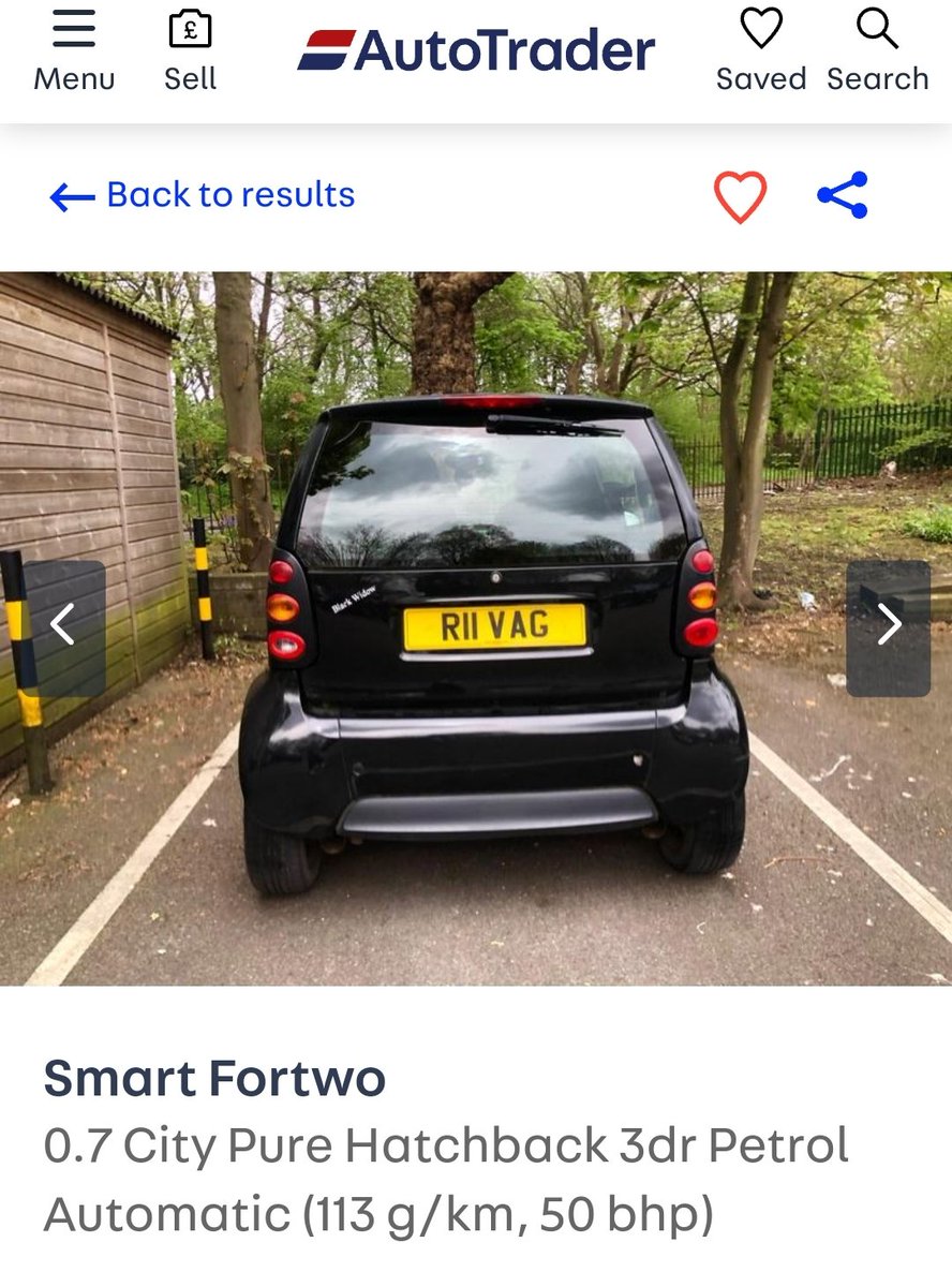 Smart Car for sale on Auto trader, comes with private plate 😂