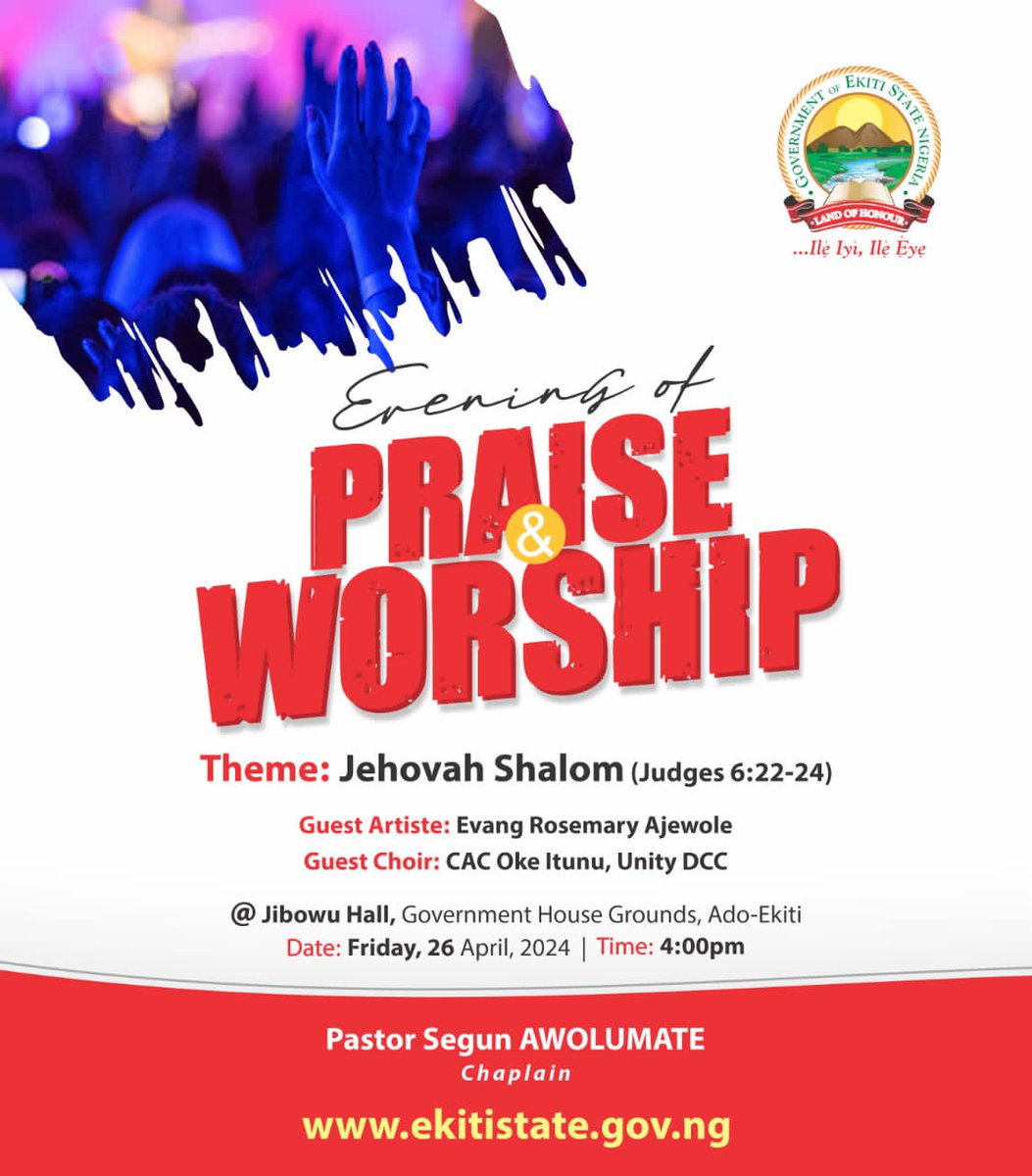 Join us later this evening as we raise our voices to God in praises.