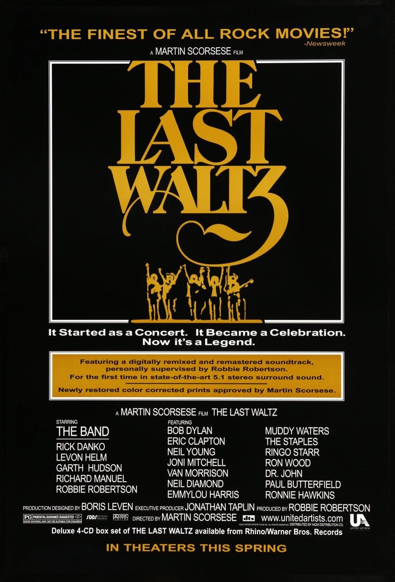 #MusicHistory #OTD 1978, one of THE greatest rock documentaries ever was released in theaters, #MartinScorsese's #TheLastWaltz, and is about the legendary group #TheBand's farewell concert appearance,  filmed at the Winterland Ballroom in San Francisco on Thanksgiving Day, 1976.