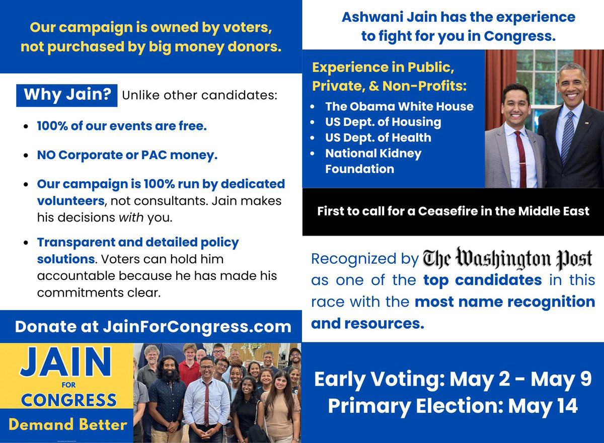 Our campaign is owned by voters - not donors or outside influences. Signup to volunteer and support at JainForCongress.com #DemandBetter