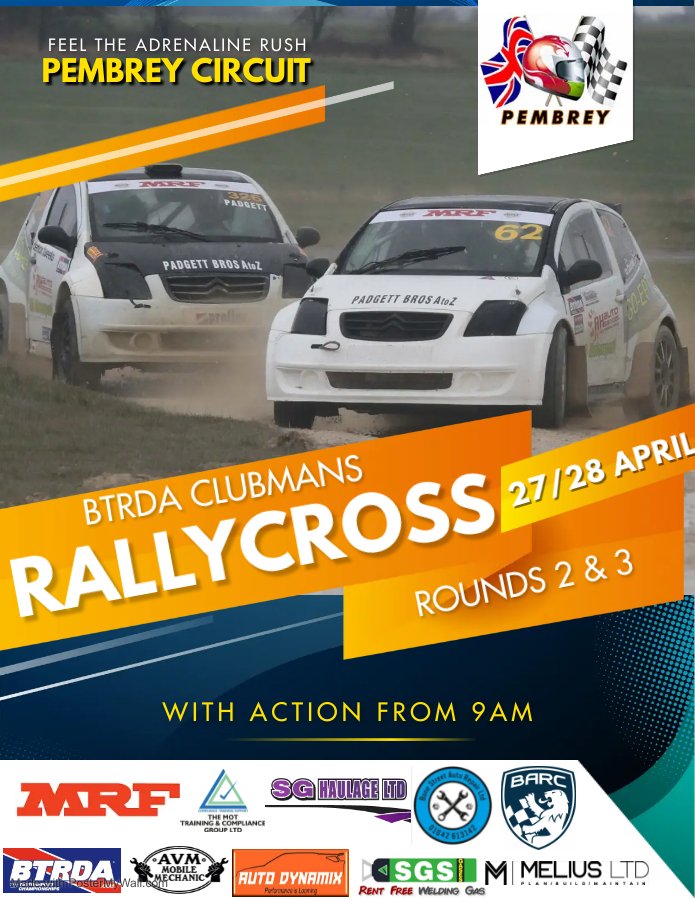 The official programme for the BTRDA Clubmans Rallycross event at Pembrey this weekend (27/28 April) has just dropped📥 Find all the event information you need here➡ pembreycircuit.co.uk/racing/clubman… 🎟 Tickets available on the gate from £15pp. Children 15 and under go FREE!