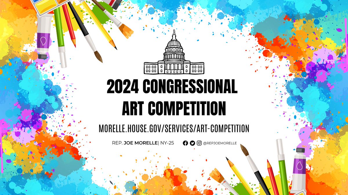 Attention high school artists: Today is the last day to submit your artwork for this year's Congressional Art Competition! Drop off your submissions to my Rochester office by 4:00 pm today for a chance to represent #ROC in the U.S. Capitol! morelle.house.gov/services/art-c…