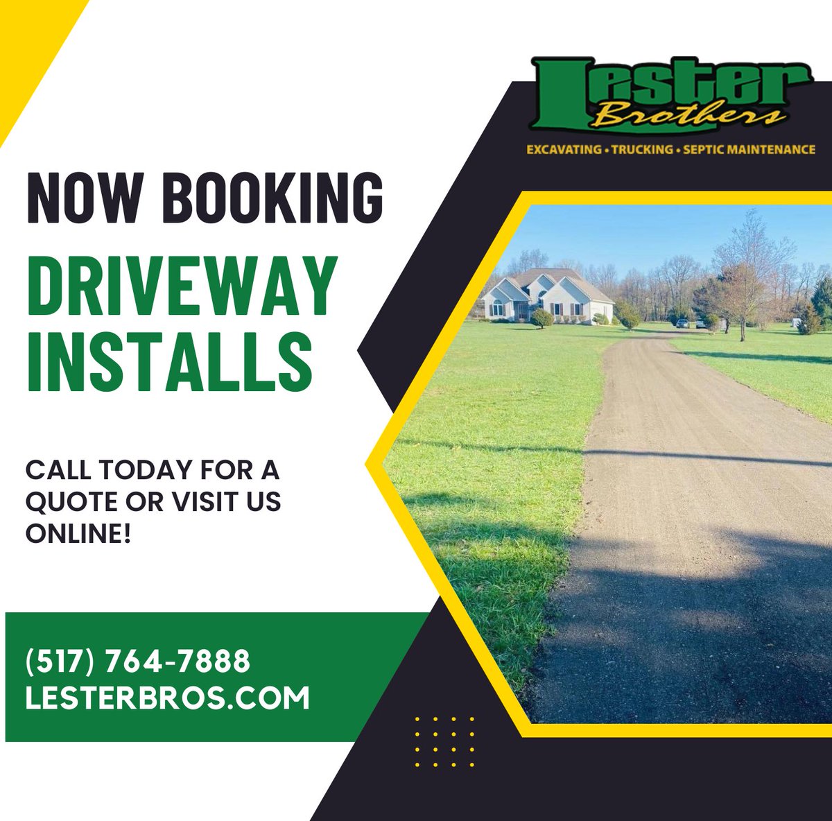 For over 30 years, Lester Brothers has been perfecting the art of driveway installations. Let us help you create the driveway of your dreams. #DrivewayInstallations #CurbAppeal #LesterBrothers