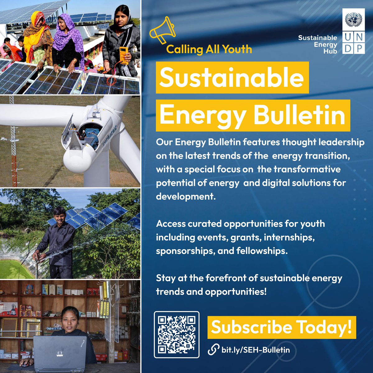 ⚡️Calling all youth energy leaders to subscribe to the Sustainable Energy Bulletin! Find opportunities for young professionals & students in the sector, & explore the latest trends of the energy transition. 👉 bit.ly/SEH-Bulletin #EnergyForDevelopment