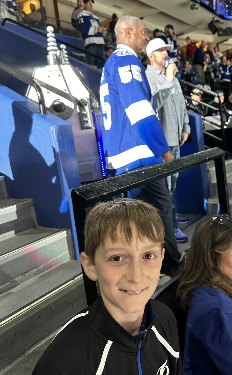 My son was really excited to see @GregWolfTBL at his first Lightning game last night!! 🤘 I told him who the other guy was when we got home. 🤣