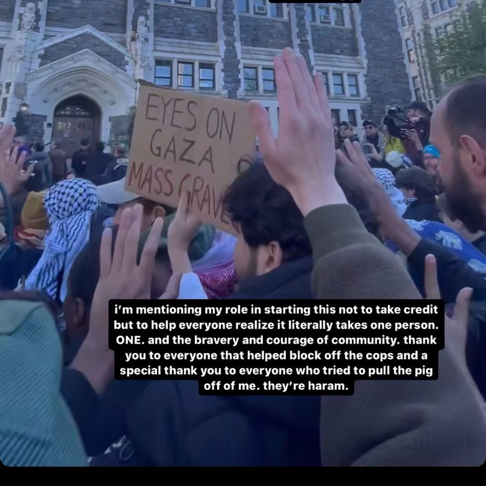 readytoescalate's tweet photo. "amazing resistance against the cops today and i'm gald i helped start it... i'm sharing this to help everyone realize it literally takes ONE person." 🇵🇸 https://t.co/2oHc8Ggo9V