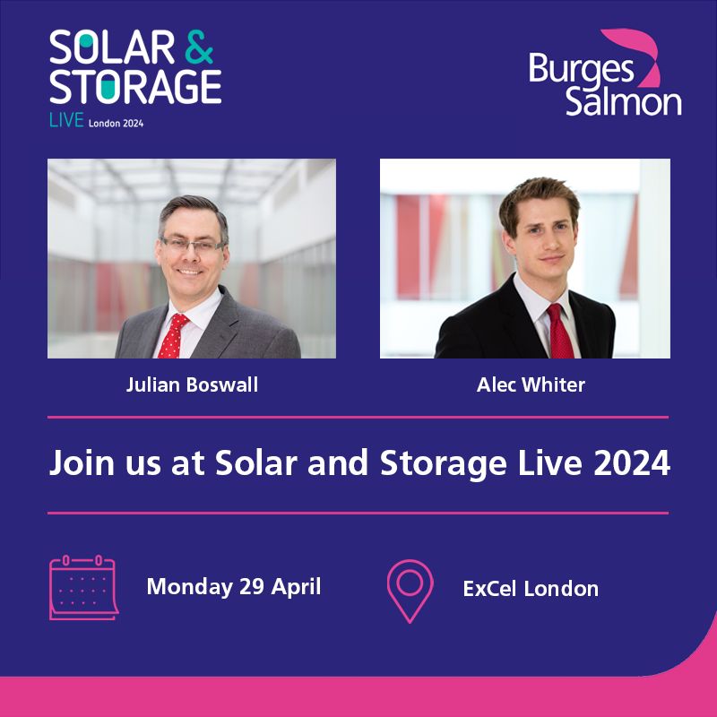 We’re pleased to announce that Julian Boswall and Alec Whiter, Partners in our #Energy team will be panellists at Solar and Storage Live at ExCel London on Monday 29th April. Learn more and see the full agenda here: buff.ly/44fTWJs