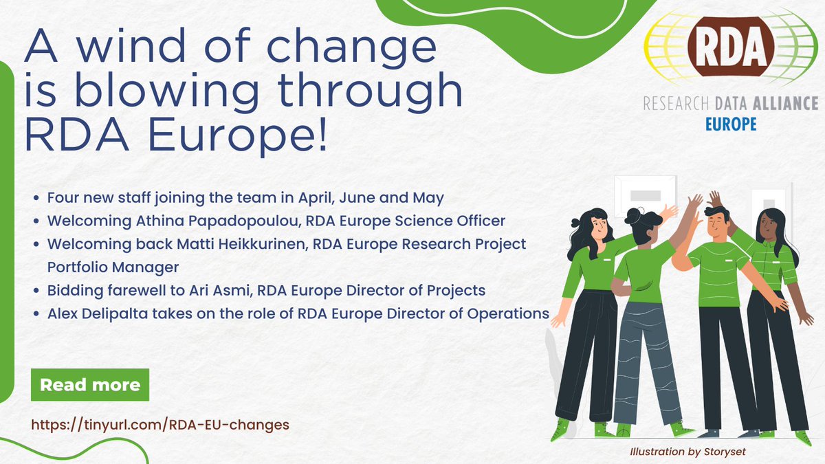 🌬️Updates from the RDA Europe office! Welcoming new teammates, reintroducing familiar faces & bidding farewell to valued colleagues. It's been an exciting period of growth & change, marking a new chapter for our team! Read the full announcement➡️tinyurl.com/RDA-EU-changes