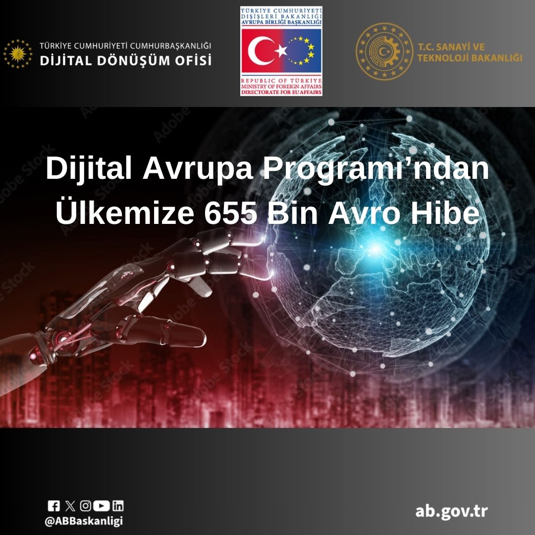 Dijital Avrupa Programı 2023 yılı ikinci dönem çağrıları kapsamında Türkiye’den 6 kuruluşumuz toplam 655 Bin Avro hibe almaya hak kazanmıştır. Asosiye ülkeler içerisinde ülkemiz başvuran kuruluş&alınan hibe tutarı rakamlarına göre 1’inci sırada yer almaktadır. @dijital @TCSanayi