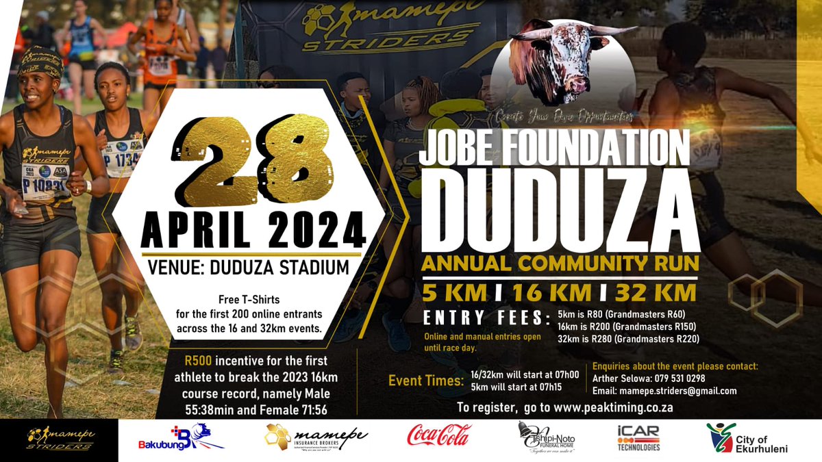 Manual Registration open from Today till Sunday early morning at Duduza Stadium. No Extra Charge🙏🏾