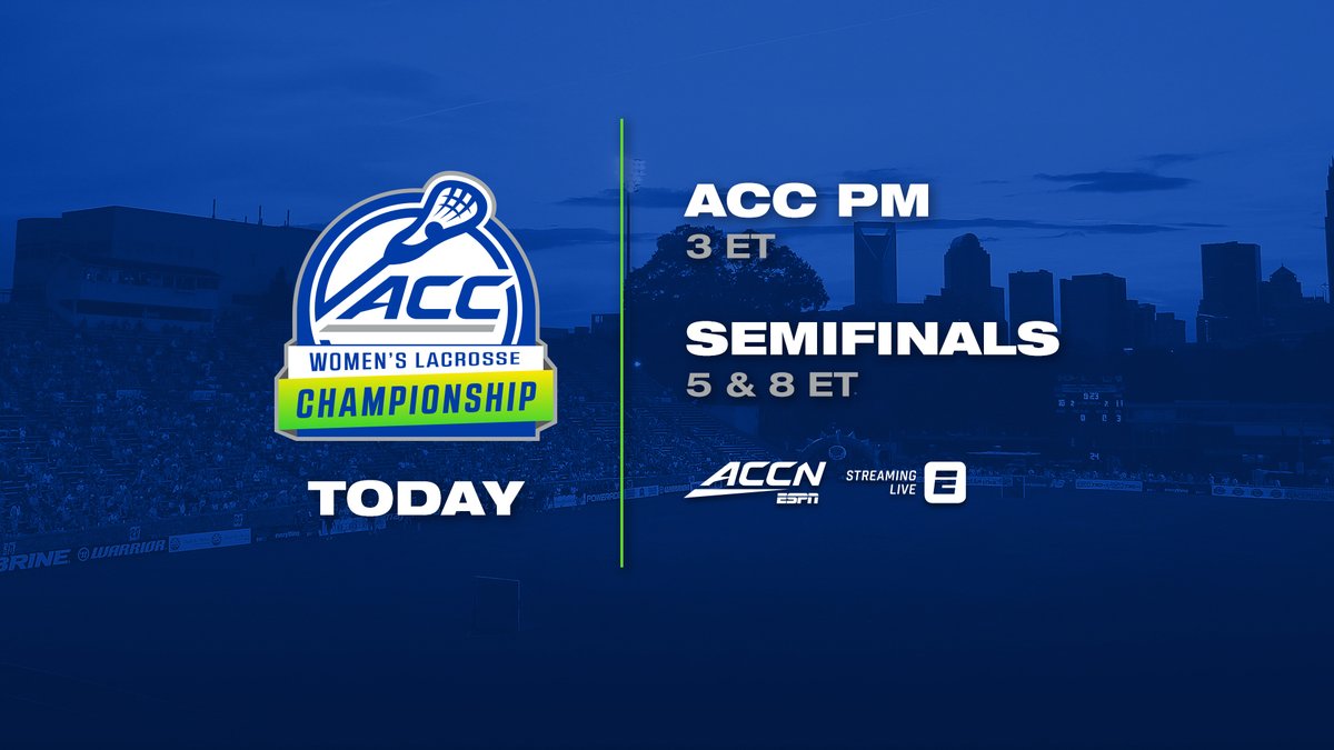 Huge day on tap live from the ACC WLAX semis 3p | ACC PM w/ @MarkPacker, @TaylorTannebaum, @rachael_dececco, @danaboyle_, @charlotten8rth 5p |🥍 @UVAWomensLax vs. @CuseWLAX 8p |🥍 @BCwlax vs. @NDWomensLax 🎙️ @jaltersports, @StanwickBurch, @charlotten8rth, @danaboyle_