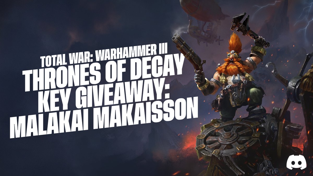 How about we wrap up this week with a Malakai Makaisson key giveaway? Head over to our Discrod server for a chance to win a Steam Code: 👉 discord.gg/totalwar