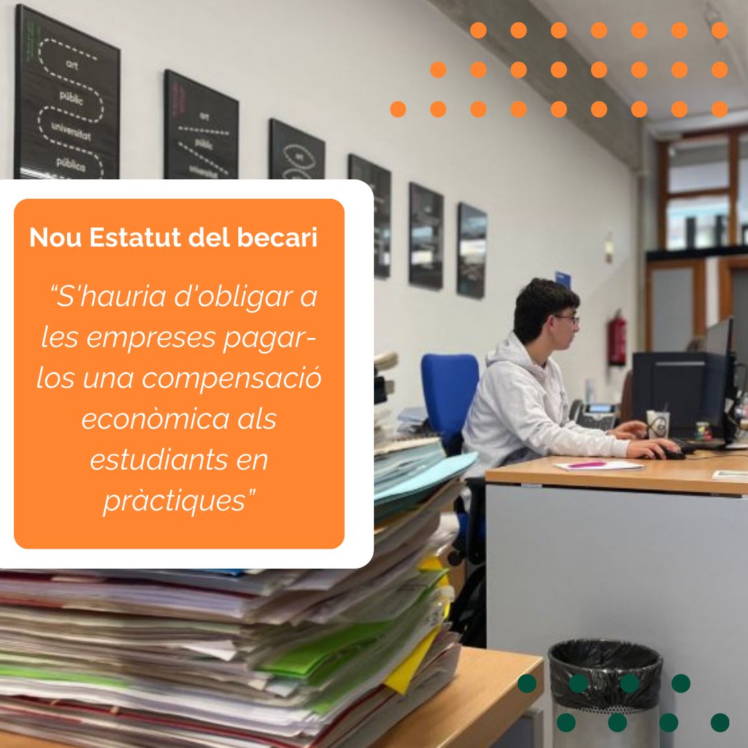 LlavorsCom's tweet photo. El nou Estatut del Becari apoya la compensació econòmica per als estudiants. 📝 https://t.co/VebBcRINVr
