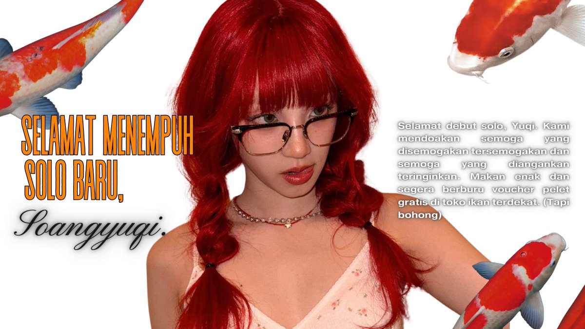 ㅤ

Yuqi gimana kabarnya? Sehat? Denger denger lagi sibuk comeback ya? Apa judul lagunya? Oh Freak ya? Kaya Mamang yang suka jualan di Cimangkok itu dong? Ikan hiu makan emping, nanti Mamang bantu streaming.

ㅤㅤ