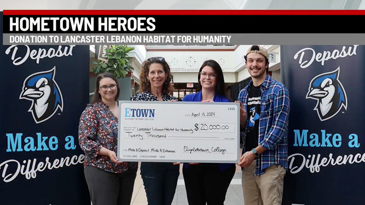 Elizabethtown College is donating $20,000 to Lancaster Lebanon Habitat for Humanity as part of our Make A Deposit, Make A Difference enrollment deposit campaign! View this recent abc27 News Hometown Hero's segment to learn more: bit.ly/3vU5ghK. #EducateForService