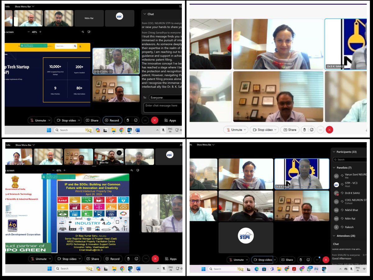 Neuron CoE at STPI Mohali celebrated World IP Day 2024 on April 26th, with a captivating virtual session by key speaker Dr. BK Sahu, Senior Regional Manager and Program Head, NRDC-IP Facilitation Centre. @stpiindia @stpinext @arvindtw @DeveshTyagii @stpirakesh @MamtaBhardwaj25