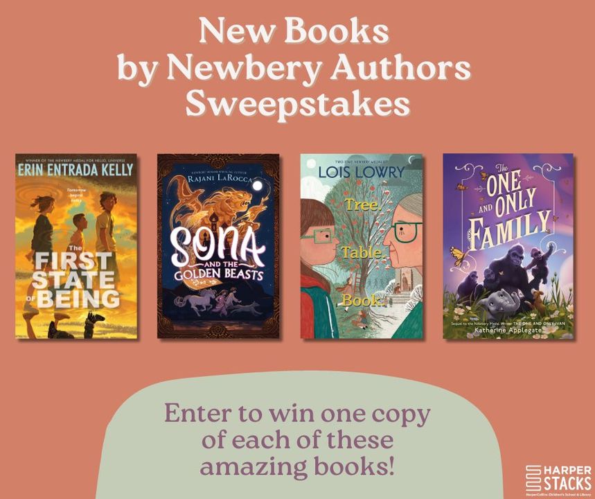 This season, we've got four fabulous new books by Newbery creators hitting the shelves. We're offering the chance to add them to your collection for free by entering to win a finished copy of each book! Enter today: bit.ly/3Q2aEpF