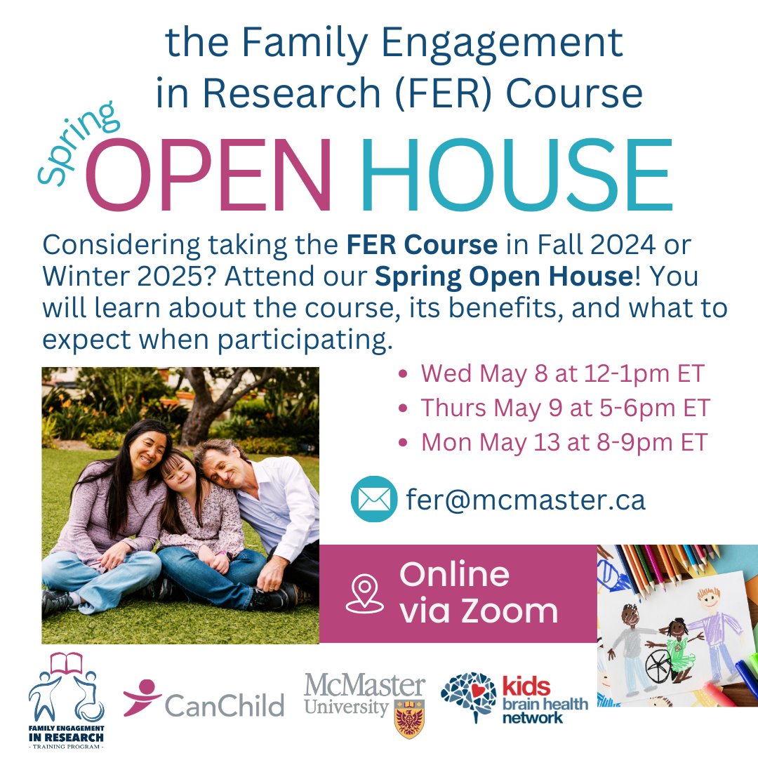 Thread: As registration is now open for the Family Engagement in Research Course, (ferprogram.ca) you might be wishing to speak to a human being as to whether or not the course is right for you! We will be hosting an open house to answer all your questions! /1