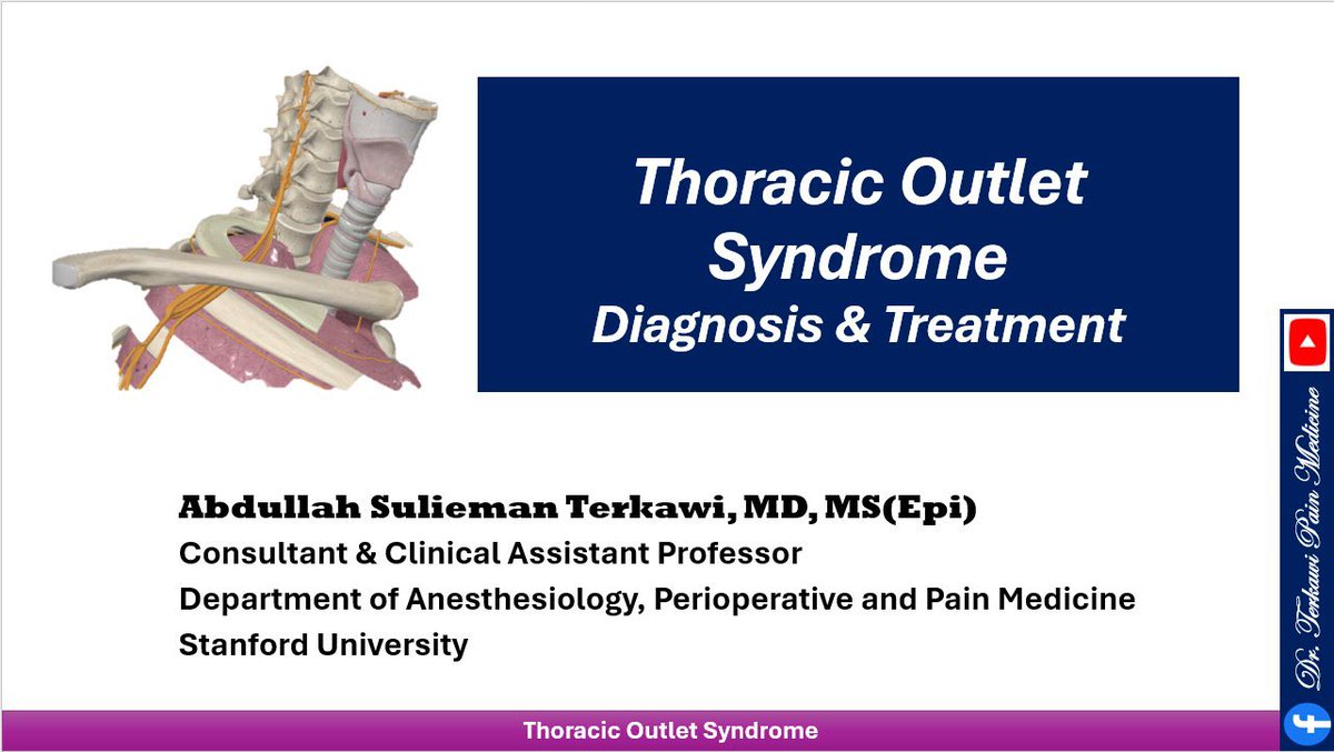 Just published, must watch! Comprehensive review on Thoracic Outlet Syndrome (TOS): youtu.be/ywMmjYXwTMY #thoracicoutletsyndrome #Neckpain #Shoulderpain #brachialplexus #painphysician