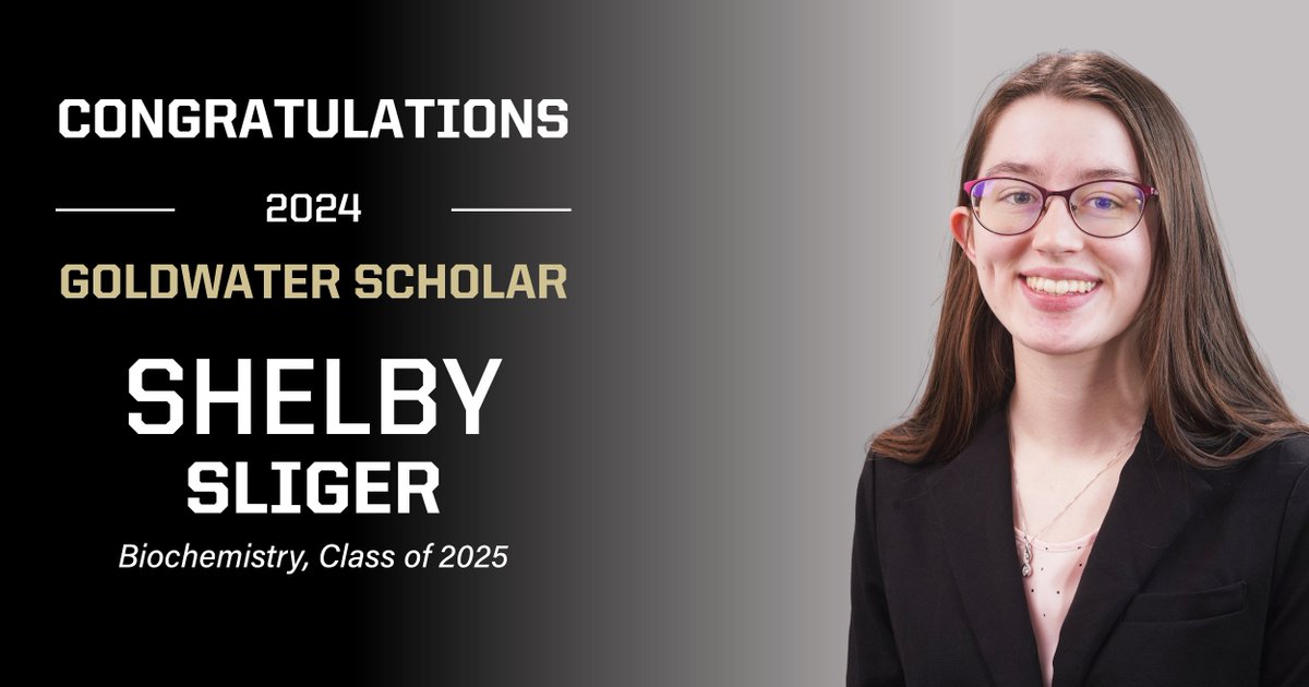 Congratulations to @PurdueBiochem 
junior Shelby Sliger on being named a 2024 Goldwater Scholar!

#Purdue #Purdueniso #NISONext10 #SparkYourSuccess #purduebiochemistry #goldwaterscholarship