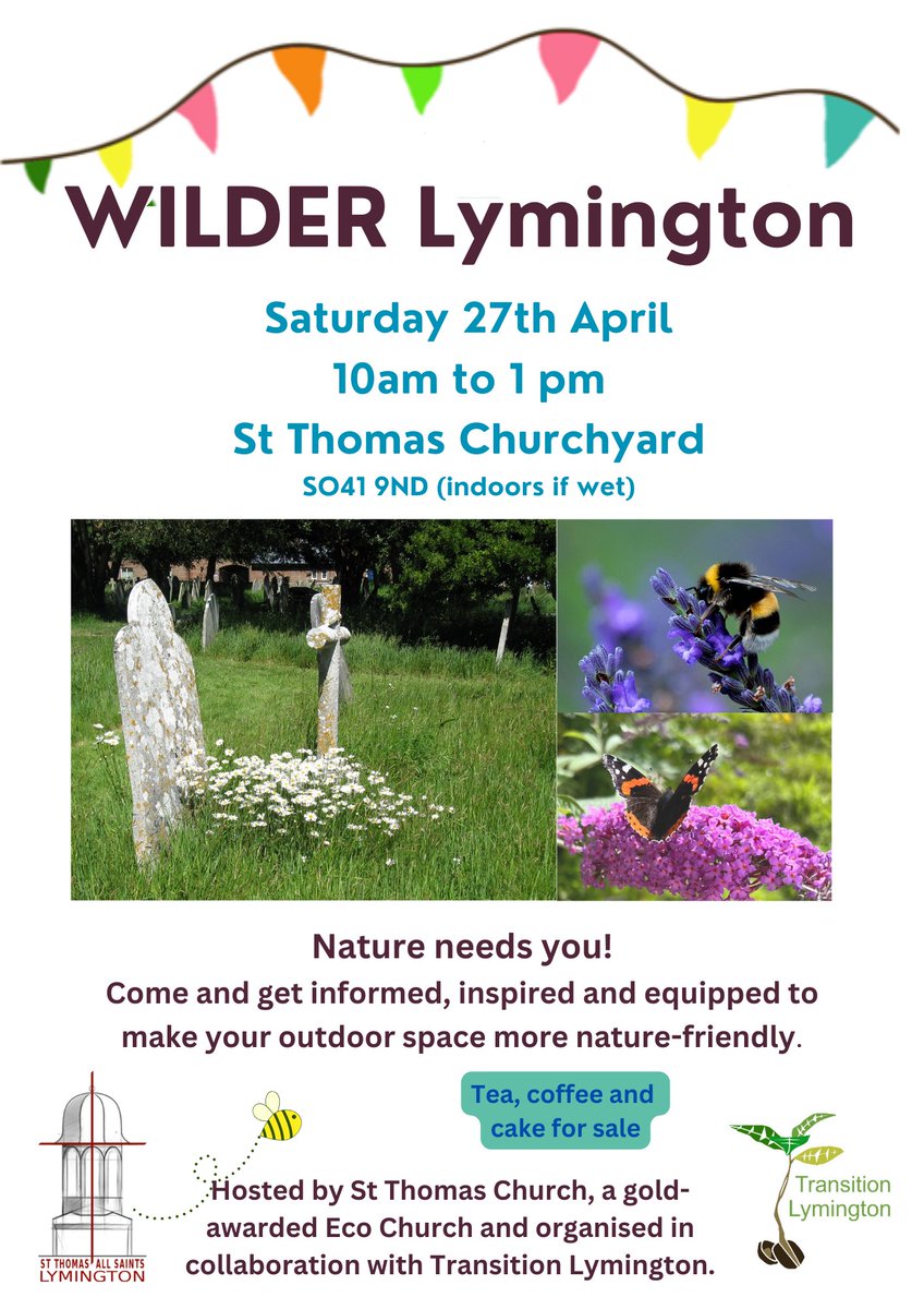 Join in tomorrow! 🐝 Don't miss this chance to learn more about attracting wildlife into your garden 🦇 . Expert groups will be talking about encouraging swifts, bats, bees, hedgehogs, butterflies, lichens and more... #TransitionLymington #Wildlife #Nature #Lymington #Event